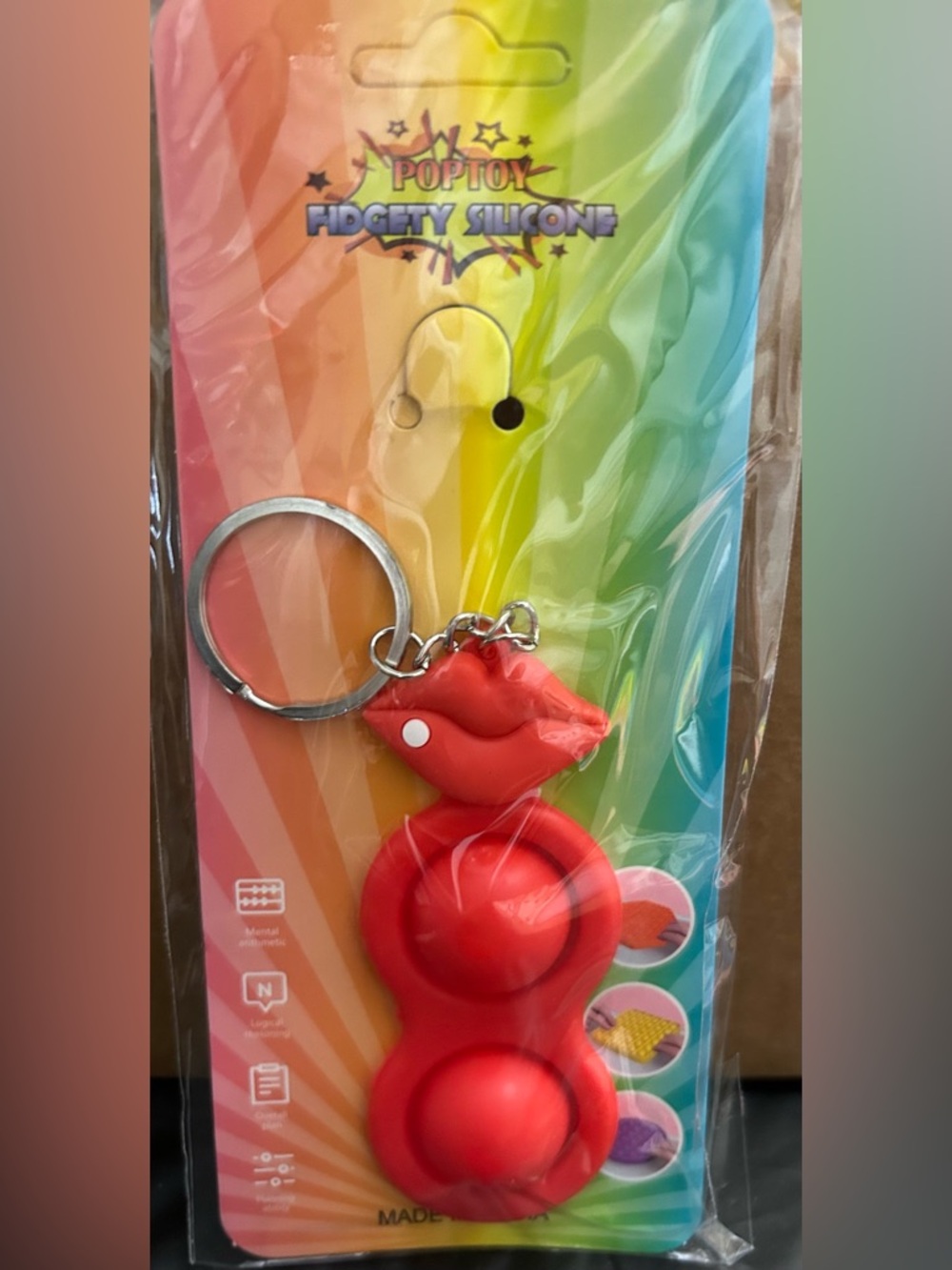 Red Lips Silicone Fidget Keychain - Picture 1 of 1
